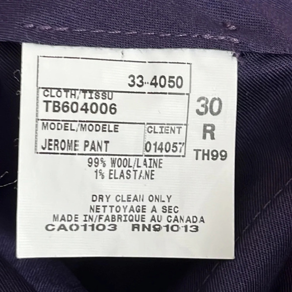 Ted Baker London Jerome Wool Flat Front Pant in Navy - NWOT - Size 30R unhemmed - Picture 6 of 7